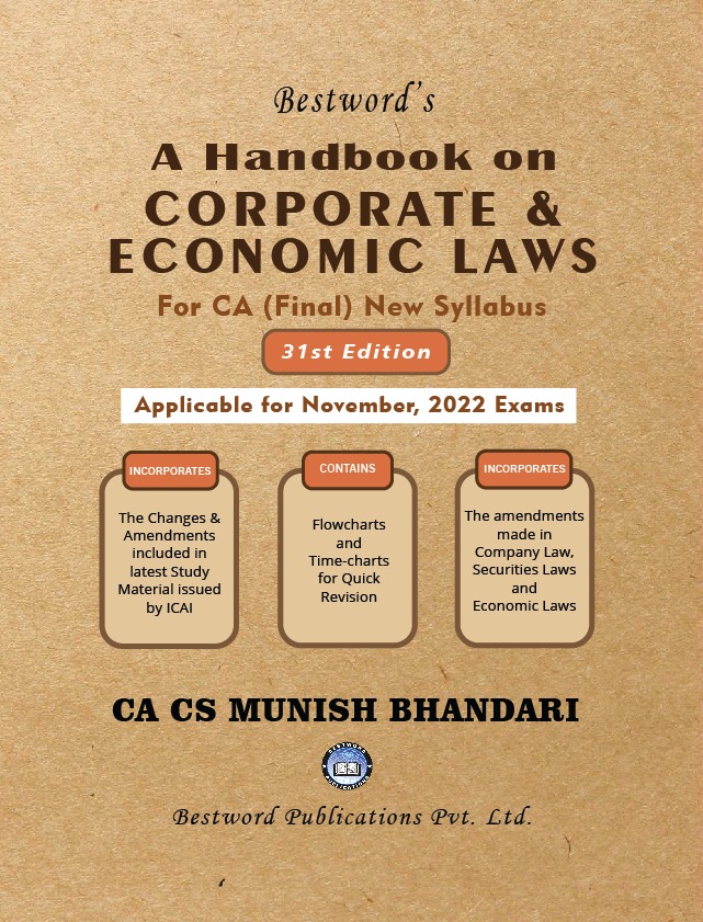 bestword's-a-handbook-on-corporate-and-economic-laws---by-ca-cs-munish-bhandari---31st-edition---for-ca-(final)-november,-2022-exams-(new-syllabus)